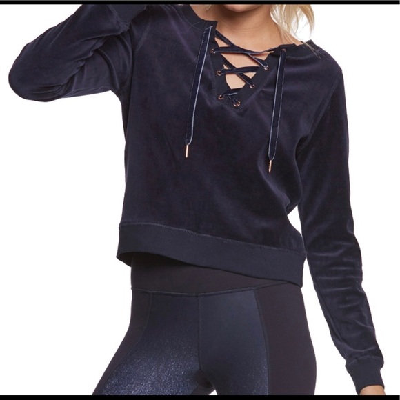Betsey Johnson Velour Lace Up Top - Picture 1 of 7